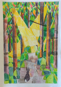 Chris B, In the woods, coloured pencil.jpg